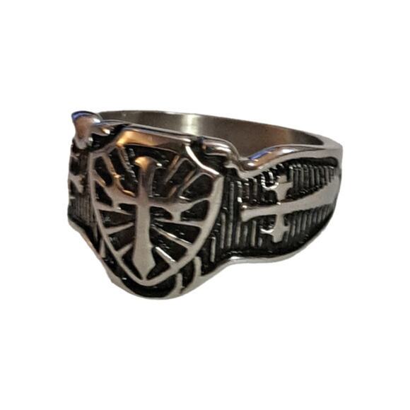 New Knight crusade cross armor shield ring size 14.5 - Picture 2 of 8